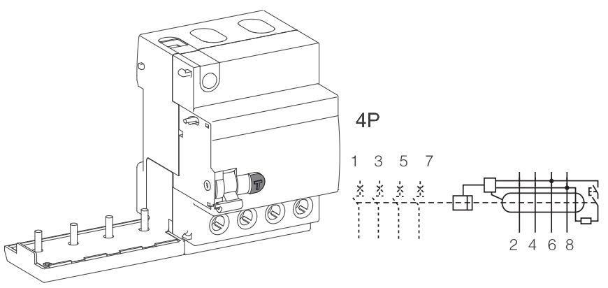Noark 100586 Ex9LE 100mA 4P 63A Chráničový modul pro Ex9B, 4pól, In=63A, IDn=100mA
